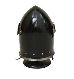 หมวกกันน็อคบาร์บูตะเงืนยุคกลางสีดำเงาชุดเกราะอัศวินทำมือสวมใส่ได้สำหรับงานปาร์ตี้ฮาโลวีน - Product Image 3