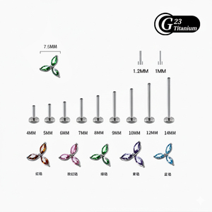डिय थोक गहने f136 टाइटेनियम 3 पेटल फूल आंसू ड्रॉप cz कान ट्रेटिलेज हेलिक्स इयररिंग्स - Product Image 2