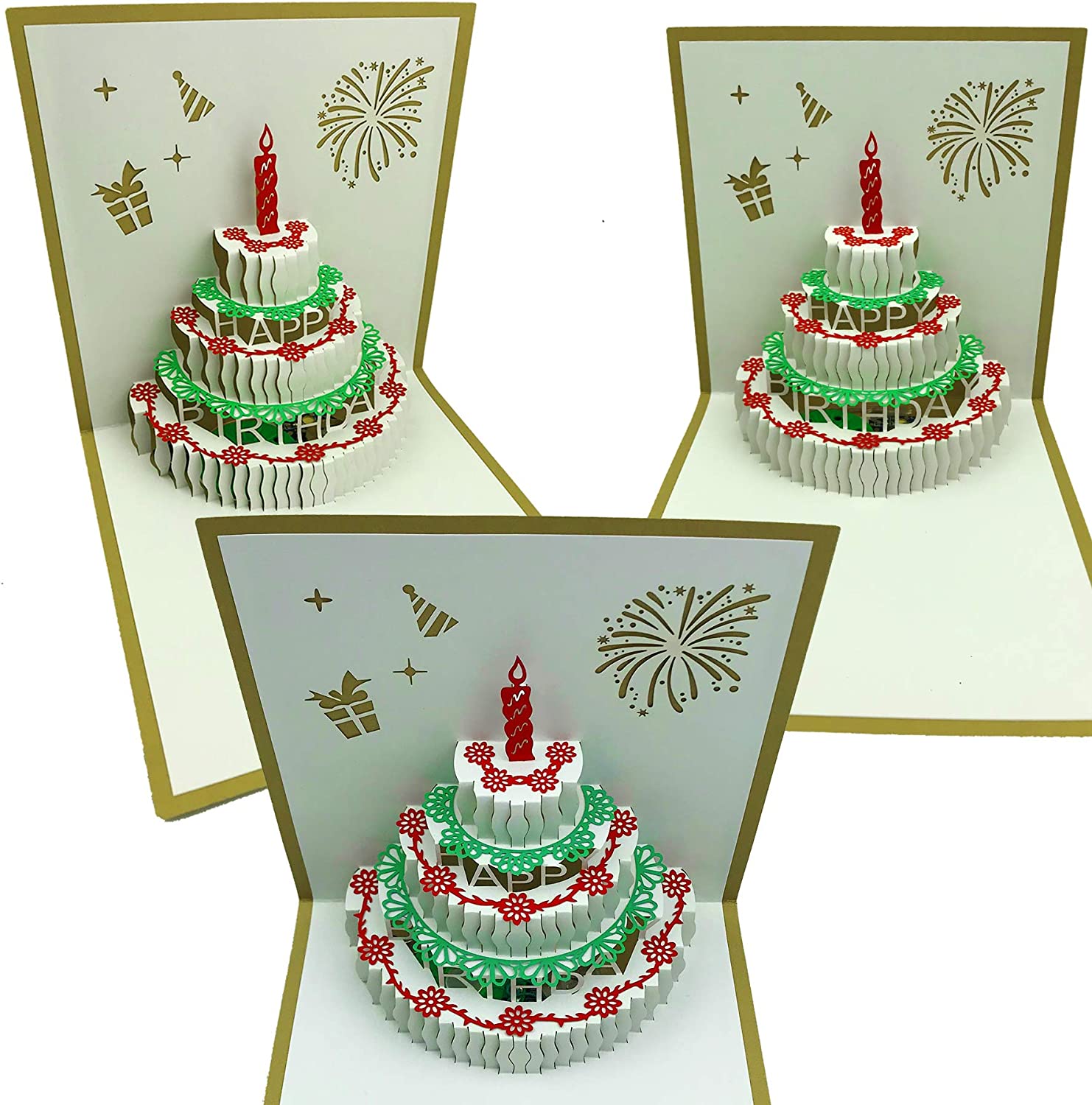 Biglietto D'auguri Pop-up 3D A Forma Di Torta - Fatto A Mano Con Tecnica Di Intaglio Carta Cinese - 2
