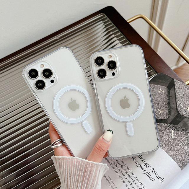 New Magnetic Transparent Acrylic Phone Case for 17 16 15 13 14 Shockproof Waterproof Crossbody Strap Wireless Charging