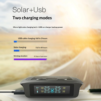 Système de surveillance de la pression des pneus TPMS à énergie solaire 4 capteurs externes Affichage LCD numérique pour voiture