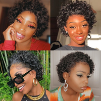 Sunnymoon-perruque malaisienne, cheveux naturels remy, indiens, cheveux bruts, d'alignement cuticules, perruque pixie, faite à la machine, cheveux bruts