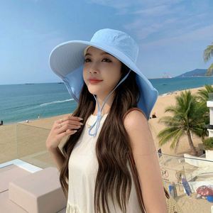 Chapeaux de soleil d'été pour femmes en gros, grands chapeaux de plage à large bord pour femmes avec cordon - Product Image 5