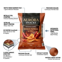 Sacs d'emballage personnalisés imprimés pour chips, scellés au dos, en plastique laminé de qualité alimentaire, résistants à l'huile, pour snacks et chips