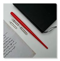 Ensemble de stylos de calligraphie en bois rouge avec plume en acier inoxydable, 3 plumes incluses pour les débutants, écriture de signature