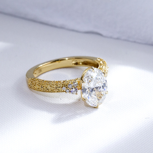 Luxus-<span class=keywords><strong>Ring</strong></span> MSR-1902 18K Gold Solitär-Verlobungsring 2CT <span class=keywords><strong>E</strong></span> VS1 Ovaler Schliff Labor-Gezüchteter Diamantring - Product Image 2