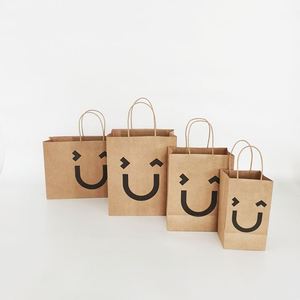 Sac en papier kraft écologique avec impression de logo personnalisé, impression offset 4 couleurs CMYK, emballage alimentaire recyclable à emporter, longueur maniable - Product Image 1