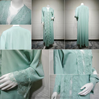 Abaya ouverte modeste personnalisée avec dentelle et patchwork, Robe musulmane OEM, Vêtements islamiques de Dubaï en gros