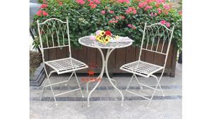 Set Bistrot <span class=keywords><strong>in</strong></span> <span class=keywords><strong>Ferro</strong></span> <span class=keywords><strong>Battuto</strong></span> Color Crema Antico, 3 Pezzi per Patio e Giardino, Arredamento Casa - Include Sedia e Tavolo - Product Image 6