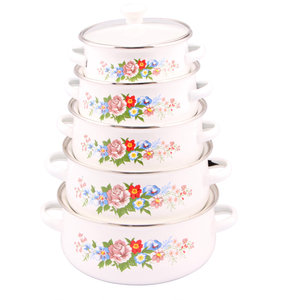 Fournisseur en gros d'ensembles de batterie de cuisine écologiques, casseroles en émail à motif floral durable pour la cuisine, vaisselle - Product Image 5