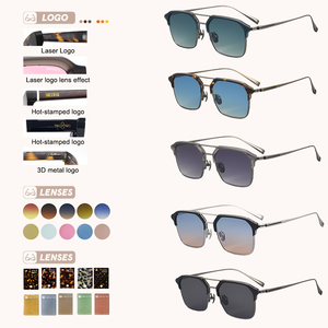 Lunettes de soleil carrées audacieuses à double pont en titane, unisexes, polarisées, protection UV400, verres en nylon pour hommes et femmes, trajets urbains - Product Image 5