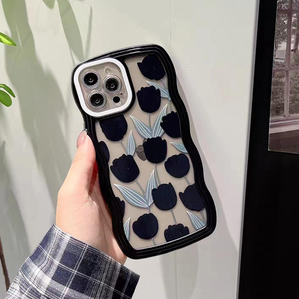 Black Flower+Phone Strap