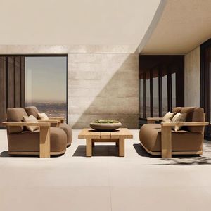 Ensemble <span class=keywords><strong>de</strong></span> canapés d'extérieur nordiques pour cour, villa, hôtel, <span class=keywords><strong>jardin</strong></span>, terrasse, balcon, meubles <span class=keywords><strong>en</strong></span> teck massif - Product Image 1