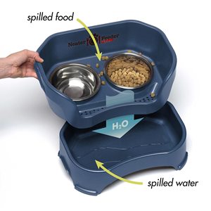 Alimentador <span class=keywords><strong>Neater</strong></span> Deluxe com extensões de perna para cães médios-Mess Proof Pet Alimentador com aço inoxidável Food & Water Bowls