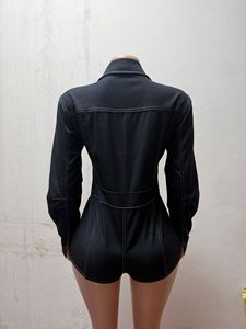 <span class=keywords><strong>Tuta</strong></span> in denim da donna a maniche lunghe con bottoni, cuciture visibili e vita snellente, alla moda - Product Image 6