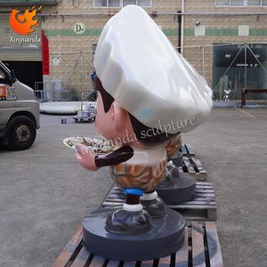 만화 요리사 유리 섬유 조각, 해산물 레스토랑 환영 장식, 음식 테마 F & B 체크인 장식 - Product Image 4