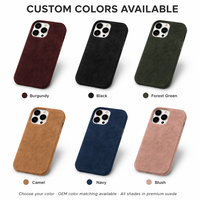 Étui de téléphone 2026 personnalisé en cuir avec boutons métalliques, étui en suède pour iPhone 15 16 17 Pro Max