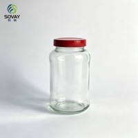 Stoples Kaca Tinggi Kapasitas Besar 700ml, Wadah Kosong Berpenutup Ulir untuk Acar Saus Penyimpanan Makanan Rumah Tangga