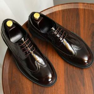 Zapatos Oxford de Hombre con Cordones, Estilo 2026, Diseño a Cuadros, Parte Superior de Cuero Vacuno, Entresuela de Goma, Cómodos y Antideslizantes - Product Image 5