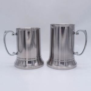 Mug à bière en métal avec logo personnalisé, couleur au choix, 450/580 ml, acier inoxydable poli miroir - Product Image 2