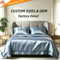 Ensemble de literie en coton 100% satiné rayé uni, housse de couette, drap, taie d'oreiller, vente en gros OEM
