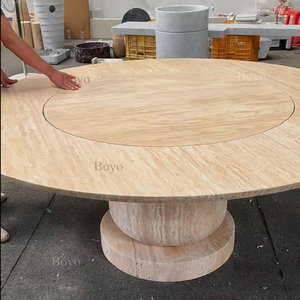 Boyo đá đồ nội thất phòng ăn 6 8 chỗ ngồi Trung Quốc calacatta Nero Vòng đá cẩm thạch bàn ăn với lười biếng <span class=keywords><strong>Susan</strong></span> - Product Image 2