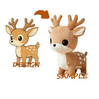 Jouets en peluche animaux : Mouton, Agneau, Pingouin, Chiot, Chien, Singe, Chaton, Chat, Cerf Bébé – Personnalisés, rembourrés en coton PP