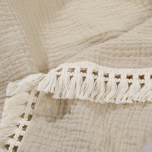 Couvertures d'emmaillotage à franges en <span class=keywords><strong>gaze</strong></span> <span class=keywords><strong>de</strong></span> <span class=keywords><strong>coton</strong></span> pour bébé, couleurs personnalisées, doux et léger, couleur unie - Product Image 3