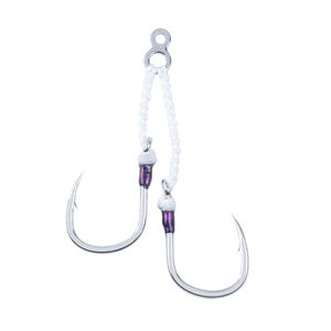 Amo da Pesca in Acciaio ad Alto Tenore di Carbonio, Forma a 8, Anello Solido, per Lenza PE, Amo Doppio per Pesca in Mare, Tonno, Acqua Salata - Product Image 1