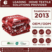 Couverture en flanelle personnalisée Orvetex avec logo, Joyeux Noël, douce, moelleuse, chaude, rouge, pour canapé et lit