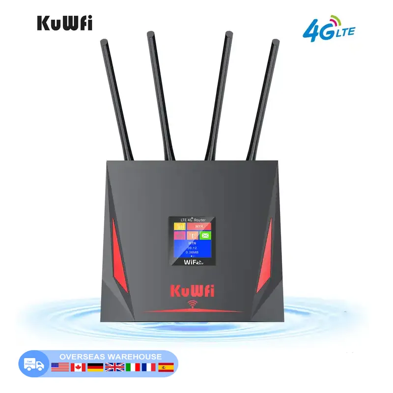 Fastการจัดส่งKuWFi 150Mbps Router WiFi saponetta WiFi SIMจอแสดงผลLCDในร่ม 4Gไร้สายWifi Routerสําหรับใช้ในสํานักงาน