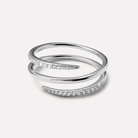 Belle bague personnalisée pour femme minimaliste en argent 925 plaqué or 18 carats Bague en zircon double cz empilée