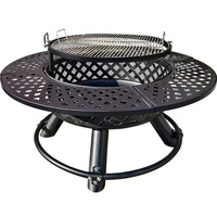 Table de chauffage extérieure ronde pour cour, foyer, barbecue multifonctionnel au bois et au charbon T197