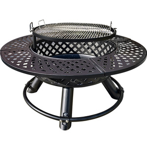 Estufa de Leña Redonda para Patio Exterior, Mesa de Fuego, Parrilla Multifuncional para Barbacoa, Parrilla de Carbón T197 - Product Image 6