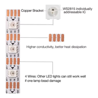 Bande LED flexible en cuivre WS2818, 30/60/144 LED/M, SMD5050 RGB, IC intégré, double Signal, adressable indépendamment, DC12V, IP65, 5 m/lot
