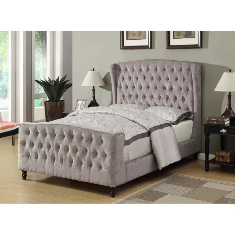 Hete Verkoop Huismeubilair Populair Design Stof Bed Koninklijke Meubels Lederen Materiaal Witte Slaapkamer Sets
