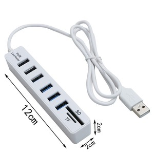 Hub USB 2.0 de 6 puertos con lector de tarjetas SD y TF, transferencia de datos de alta velocidad para PC, portátil y computadora de escritorio - Product Image 4