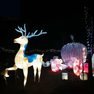 节日灯笼主题灯圣诞新年驯鹿带雪橇动物装饰照明装饰卡通户外