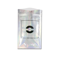 Sacs hologrammes personnalisés en mylar avec fermeture éclair emballage en plastique sacs holographiques transparents de maquillage de bijoux