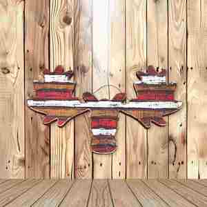Décoration de Noël en bois en forme de bétail vintage personnalisée, écologique, pour la décoration intérieure et extérieure - Product Image 1