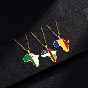 Collar Retro Simple con Bandera de Nigeria, Ghana y <span class=keywords><strong>Somalia</strong></span>, Chapado en Oro, de Acero Inoxidable, con <span class=keywords><strong>Mapa</strong></span> de África para Mujer - Product Image 3