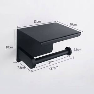 Porte-papier toilette et porte-serviettes mural en acier inoxydable noir brillant pour salle de bain, style hôtel moderne - Product Image 6