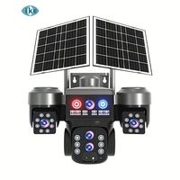 Caméra de sécurité solaire V380pro grande taille, longue autonomie, carte SIM 4G, 9MP CMOS, vision nocturne WiFi, IP67, carte mémoire cloud