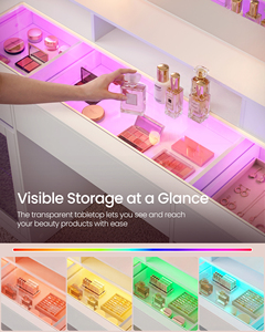 <span class=keywords><strong>VASAGLE</strong></span> Tavolo da Trucco Moderno con Striscia LED RGB, <span class=keywords><strong>Scrivania</strong></span> per Trucco con Luci LED e Presa di Corrente, Tocador De Maquillaje - Product Image 3