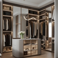 Dressing sur mesure avec éclairage LED et îlot central - Meubles de dressing intégrés personnalisables en laque et verre de luxe