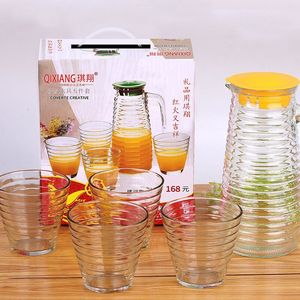 Prix de gros : Ensemble de 5 pièces en verre à rayures, comprenant <span class=keywords><strong>pichet</strong></span> à eau, verres et distributeur de jus, ainsi que des mugs à bière - Product Image 6