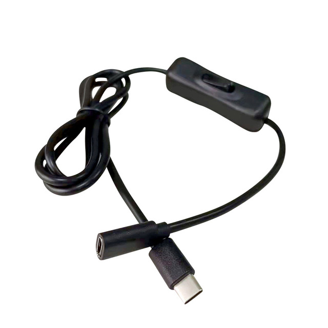 Type-C Extension Cable with Inline On/Off Switch (Male-to-Female) USB 2.0 Charging Cable Cord for Raspberry Pi LED Lamp Phone