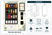Distributeur automatique de campus 20 sélections, écran tactile 10,1 pouces, paiement MDB, distributeur de snacks, boissons et papeterie de bureau, 85 kg, CE