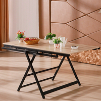 WT-B09 Table à manger carrée multifonctionnelle transformable, mécanisme de transformation déformable, pliage floral, mobilier de maison, fer, 120 kg