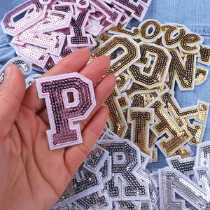 Remendo de bordado com letras em inglês, 26 peças de lantejoulas fashion para roupas DIY personalizadas